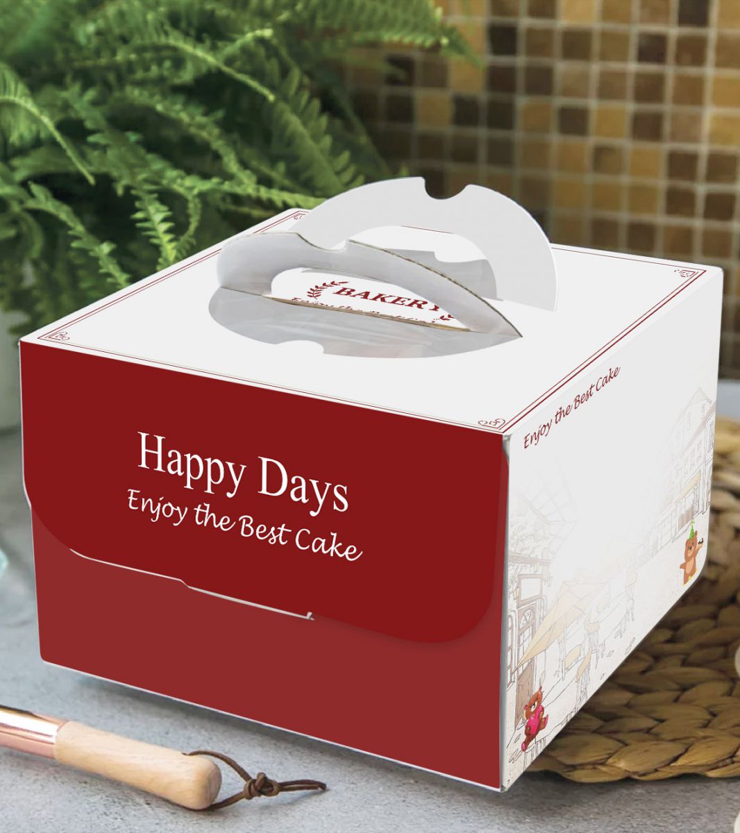 HỘP BÁNH KEM ĐẠI TRÀ GẤU ĐỎ 